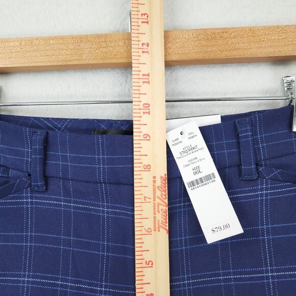 WHBM Pants Womens 00 Long Blue Plaid Curvy Slim Tapered Leg Ankle Trouser NEW - Picture 7 of 16